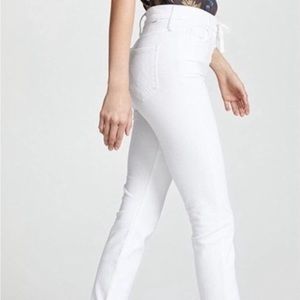 MOTHER white lace up dazzler ankle chew jeans sz 25 high waist white denim